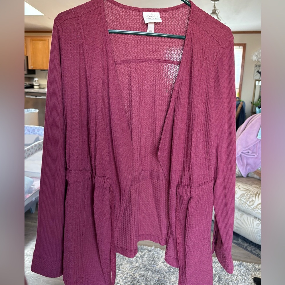 Knox Rose Burgundy Open Cardigan